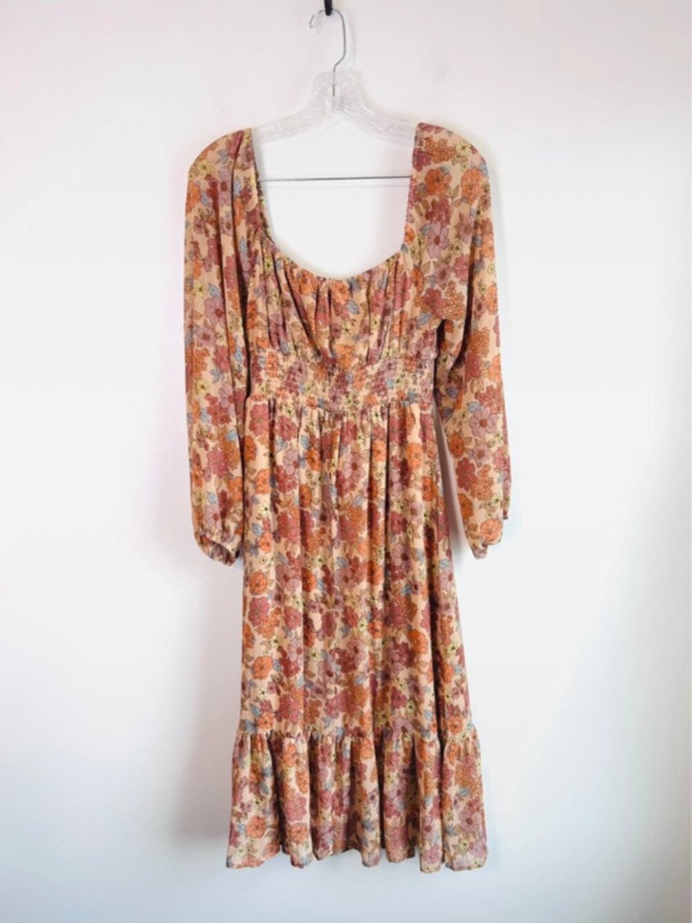 Solaí The Label Peach-Orange Boho Floral Maxidress | Size S - Picture 2 of 4